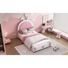 DOMETOUR Twin Size Upholstered Platform Bed with Rabbit Shaped Headboard, White - 4 of 4