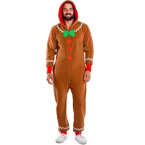 Tipsy Elves Gingerbread Man Jumpsuit - Cozy One-Piece Christmas Cookie Gingerbread Pajamas for Men and Women - 1 of 4