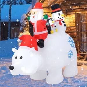Angel Sar 6ft Animated Inflatable Polar Bear with Head Motion, Multi-Color Christmas Character Scene, 5 LED Lights for Indoor/Outdoor - 1 of 4