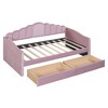 Twin Size Velvet Upholstered Daybed with Trundle/2 Drawers and USB Charging Ports 4Q - ModernLuxe - 4 of 4