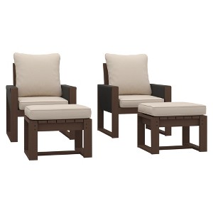 YARDSIGHT 2-Piece Indoor Outdoor Lounge Chair Set with Ottomans, Weather-Resistant Armchairs with Cushions for Patio or Living Room - 1 of 4