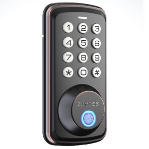 ZACHVO Fingerprint Door Lock Keyless Deadbolt, Electric Door Locks with Keypads and Emergency Charging Port, Oil Rubbed Bronze - 1 of 4