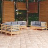 vidaXL Solid Pinewood Patio Lounge Set 7 Piece with Cushions - Brown and Gray - 2 of 4