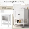 FAMYYT 24 in. Single Sink Freestanding White Bath Vanity with White Ceramic Top, Open Shelf and 2 Doors - 3 of 4