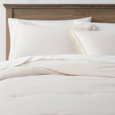 Full/Queen Cotton Tassel Border Comforter & Sham Set Off-White - Threshold™
