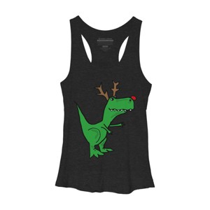 Women's Design By Humans Cool Funny Christmas T-Rex Dinosaur with Antlers By SmileToday Racerback Tank Top - 1 of 3