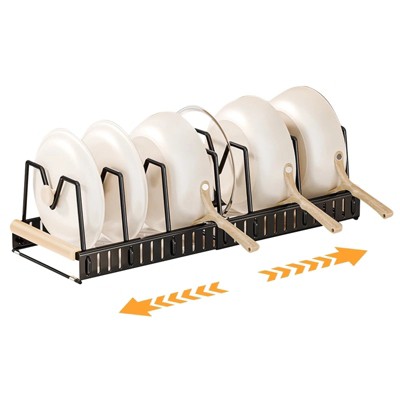 LunaLulinlk Pots and Pans Organizer, Kitchen Pot Pan Rack with 7 Adjustable Shelves for Cabinet, Black