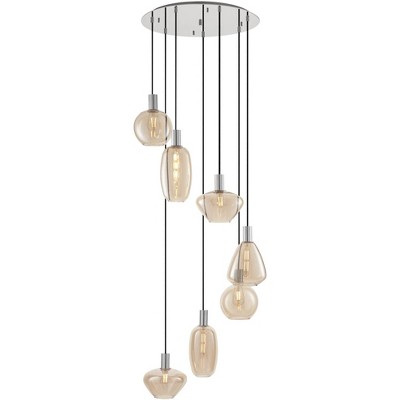 Modern Chrome and Glass 6-Light Pendant Chandelier