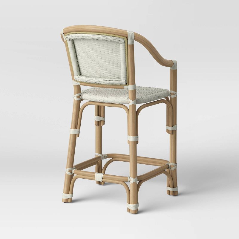 Parksley Rattan and Woven Counter Height Barstool White - Threshold&#8482;, 4 of 6