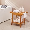 VEVOR Teak Shower Bench, 22 x 14.4 x 18.5 in, Waterproof Wood Shower Stool with Storage Shelf,  300 lbs Maximum Load Capacity, Natural Teak - 2 of 4