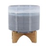 VisioGear Round Planter with Wooden Stand, Plant Pots for Living Room, Bedroom, Blue Fade, 8"*8"*10" - 2 of 4
