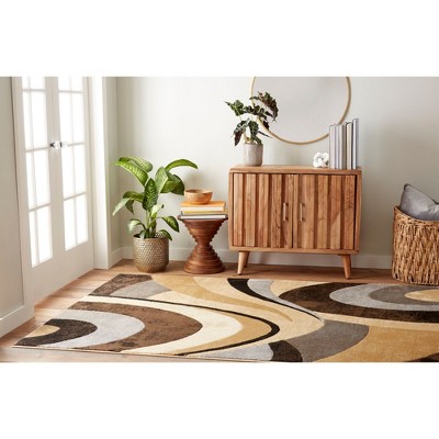 Tribeca Brown and Grey Abstract Round Tufted Area Rug