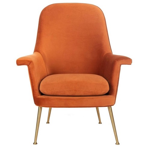 Modern Soft Velvet Upholstered Accent Chair with Armrests, Orange -  ModernLuxe