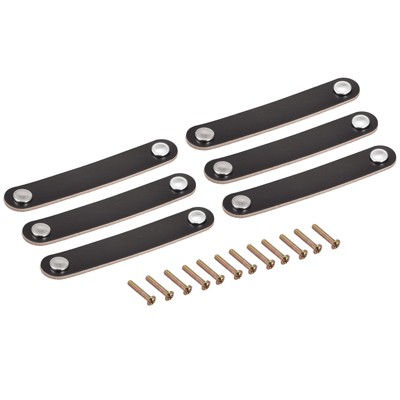 Unique Bargains Leather Dresser Door Drawer Knobs and Pulls with Screws 6 Pcs