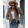 Women's Short Faux Fur Coat Casual Shaggy Jacket with Pockets Warm Winter Zip-Up Fluffy Outwear - 2 of 4