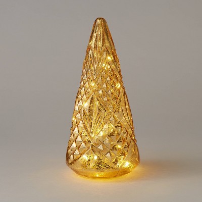 12.4" Pre-lit Glass Christmas Tree Gold - Wondershop™