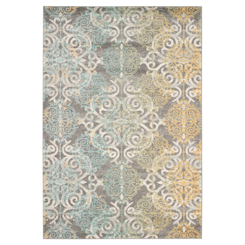 4'x6' Ashfield Medallion Accent Rug Gray/Ivory - Safavieh