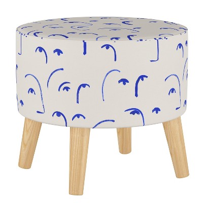 Round Ottoman with Splayed Legs Faces Klein Blue - Skyline Furniture