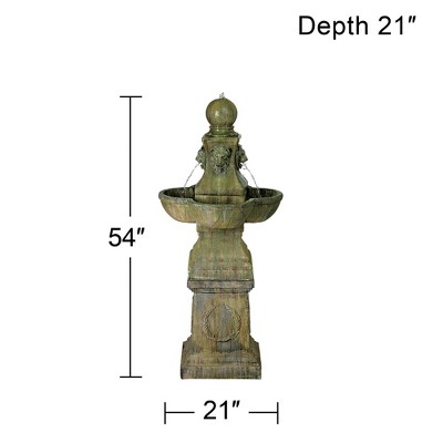 Tuscan Garden Pedestal Rustic Faux Stone Outdoor Water Fountain 54"