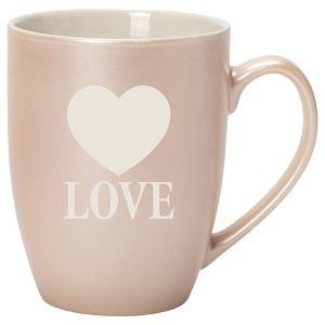 100 North Heart 10 Ounce White and Precious Pearl Metallic Finish, Comfortably Fits Your Hands, New Bone China Coffee Tea Cup Mug, Love - 1 of 1