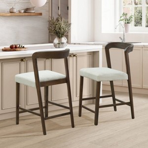 Christopher Knight Home Sonore Contemporary Rubberwood Upholstered Counter Stools with Curved Open Back (Set of 2) - 1 of 4