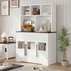 60'' Kitchen Pantry Cabinet, Tall Kitchen Pantry with Glass Doors, Kitchen Storage Cabinet with Drawers - 2 of 4