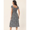 Seta T Women's Casual Floral Crew Neck Cap Sleeve Boho Flowy Midi Dress with Pockets - 4 of 4