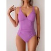 Coolmee Women Tummy Control One Piece Swimsuit - Push Up Bathing Suit Full Coverage Slimming Swimwear - 3 of 4