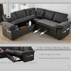 TiramisuBest 81" 5 Seat L Shaped Couch, Convertible Pull out Couch, Corduroy Sofa Bed with Reclining Backrest|USB Ports|Cup Holders, Dark Grey - 4 of 4