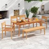 Costway 1/2/4 PCS Outdoor Teak Wood Chair Patio Dining Armchair with Slatted Seat & Backrest - 4 of 4