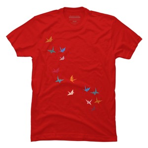Men's Design By Humans Flying Paper Cranes Birds By Magnussons T-Shirt - 1 of 4