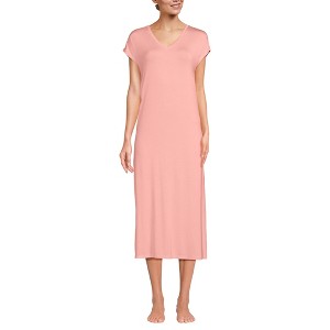 Lands' End Women's Short Sleeve Cooling Midi Nightgown - 1 of 3