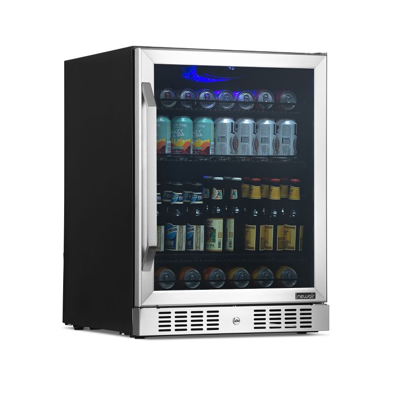 Newair 24" Built-in or Freestanding 177 Can Beverage Fridge with Precision Digital Thermostat, Adjustable Shelves, 1 of 7