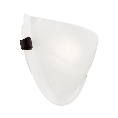 Bronze Direct Wired Electric Sconce with White Alabaster Glass