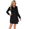 Coolmee Womens Ruffled Lapel V Neck Long Sleeve Button Waist Tie Wrap Mini Dress With Pocket Work Corduroy Dress - 2 of 4