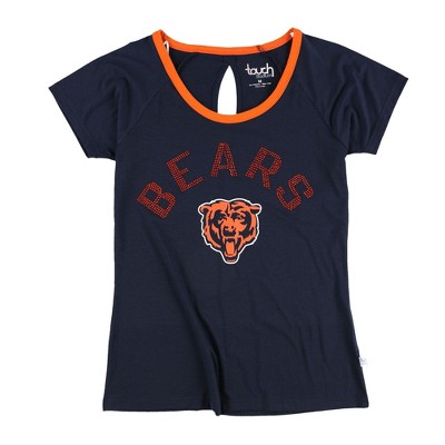 Touch by G-III Womens Chicago Bears Rhinestone Logo Embellished T-Shirt