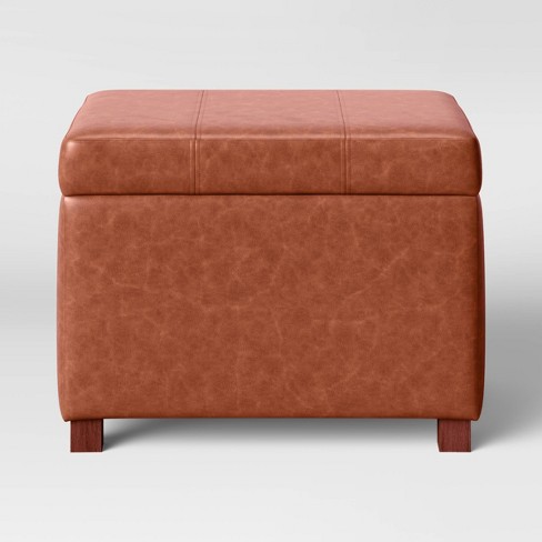Wellford Faux Leather Woven Cube Brown - Threshold™ : Target
