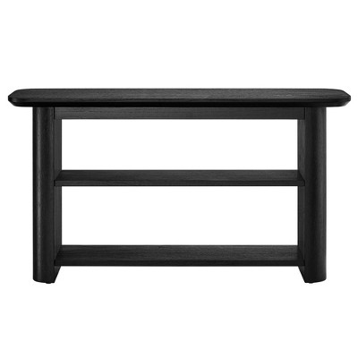 Calix Black Wood Console Table with Open Shelves