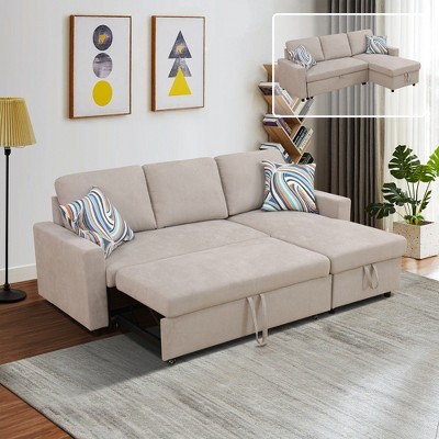 AndMakers 83 in. Polyester Full Size Sofa Bed with Storage