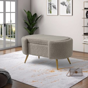 Alina Storage Bench with Metal Legs for Bedroom | ARTFUL LIVING DESIGN - 1 of 4