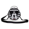 Disney Bag, Crossbody, Round, Mickey Mouse Smiling Sequin Face Applique, Stripe Black White, Vegan Leather - 4 of 4