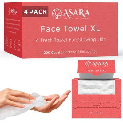 Asara Disposable Face Towel XL Facial Wipes Makeup Remover - Organic Vegan Biodegradable Face Towels