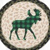 Earth Rugs Green Plaid Moose Printed Round Jute Trivet – 10" Rustic, Heat-Resistant Eco-Friendly Braided Design - 3 of 3