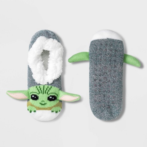 Women's Star Wars: The The Child Pull-on Microsuede Slipper Socks - Green 7-9.5 : Target