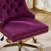Ridstar Modern Velvet  Upholstered Adjustable Swivel Home Office Chair with Golden Metal Base-Purple - 4 of 4