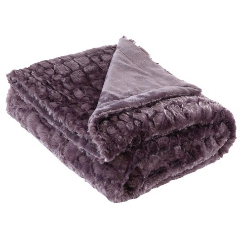 Modern Threads Luxury Gator Faux Fur Throw, 50 X 60, Boysenberry : Target