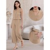 INSPIRE CHIC Women's Button Vest High Waist Pockets Textured Dressy Lounge Pants 2 Piece Suit Set - 2 of 4