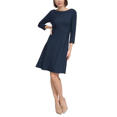 Tommy Hilfiger Womens Rib Knit Fit & Flare Dress