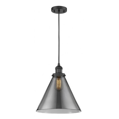 Cone - 1 Light Cord Hung Mini Pendant In Industrial Style-14 Inches Tall and 12 Inches Wide