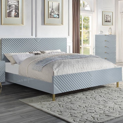 Acme Furniture Queen Gaines Bed Gray High Gloss Finish - image 1 of 4